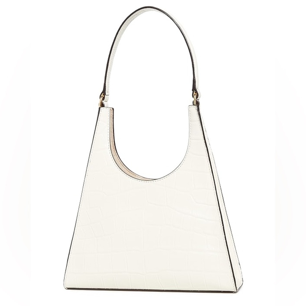 Price Firm - STAUD Rey Leather Bag - Faux Croc Cream